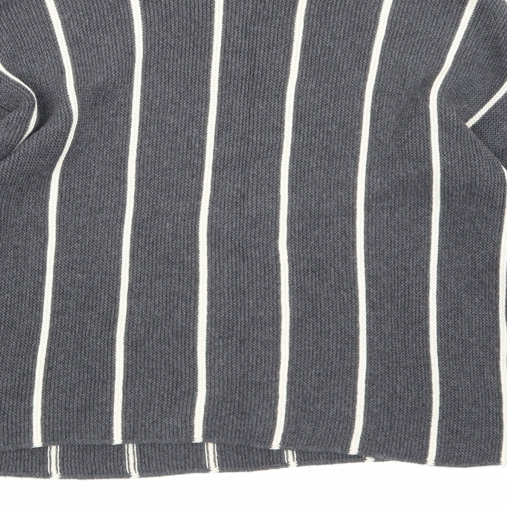 Zara Womens Grey Striped Knit Pullover Jumper Size S