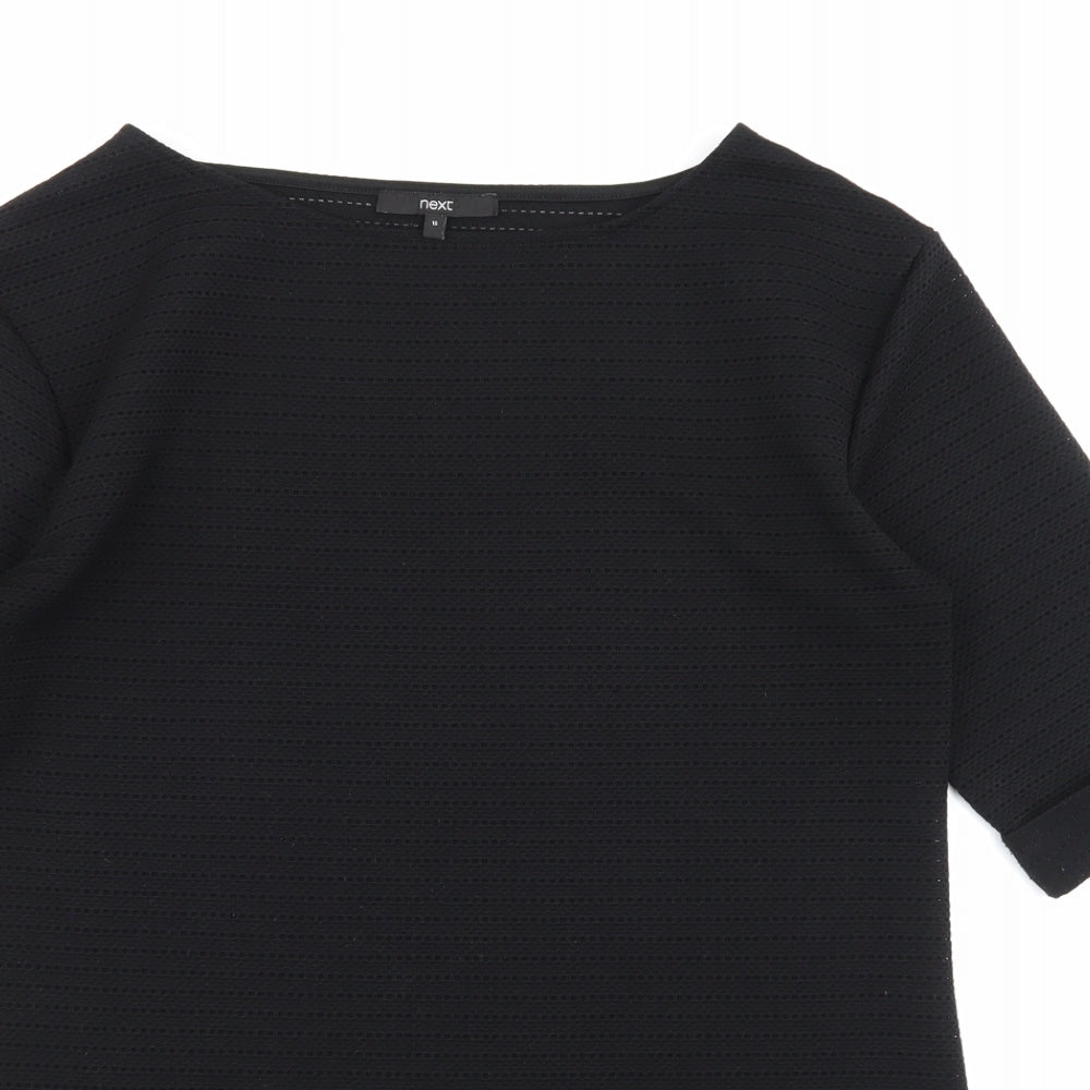 NEXT Womens Black   Basic T-Shirt Size 16  - Long line