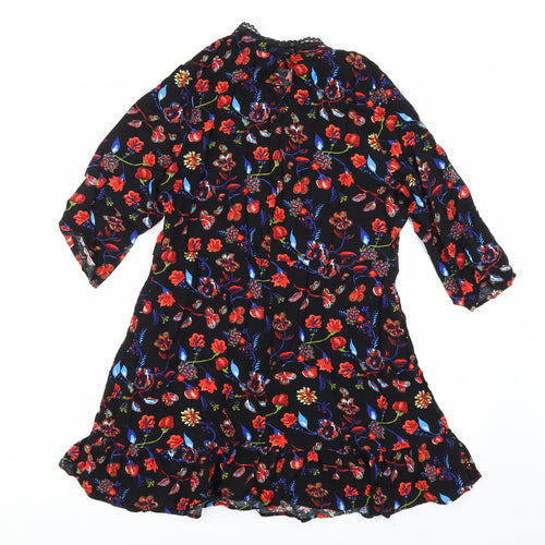 Papaya Womens Black Floral Rayon A-Line  Size 18