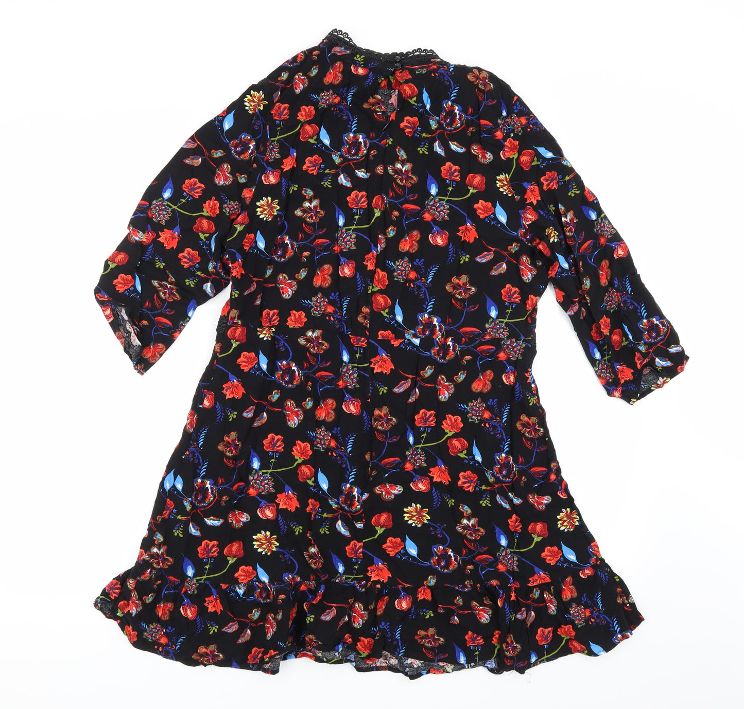 Papaya Womens Black Floral Rayon A-Line  Size 18