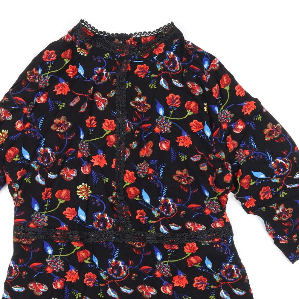 Papaya Womens Black Floral Rayon A-Line  Size 18