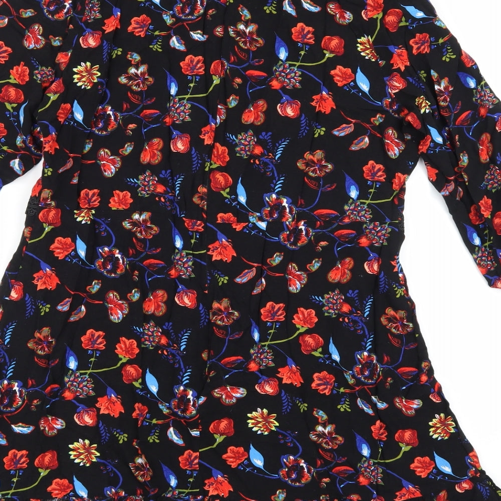 Papaya Womens Black Floral Rayon A-Line  Size 18