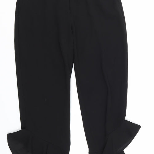 River Island Womens Black  Rayon Cropped Trousers Size 8 L21 in - Ruffle