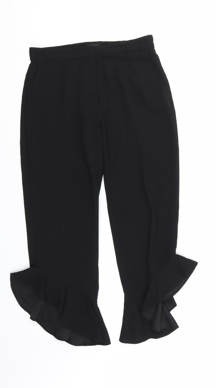 River Island Womens Black Rayon Cropped Trousers Size 8 L21 in - Ruffle
