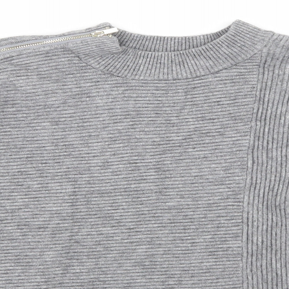 River Island Womens Grey Striped Knit Pullover Jumper Size S