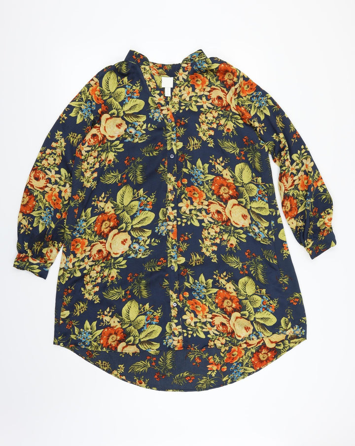 H&M Womens Multicoloured Floral  Basic Button-Up Size 6