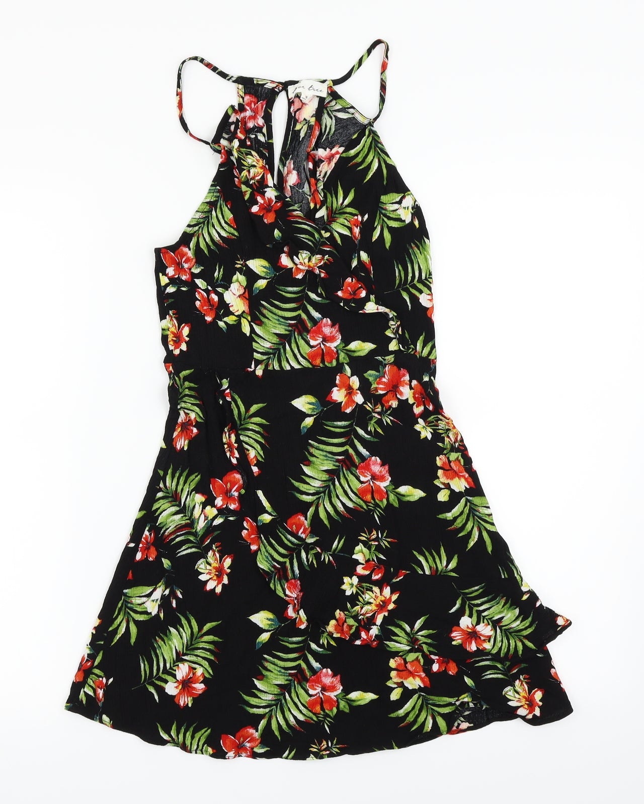 Love Tree Womens Black Floral  A-Line  Size M