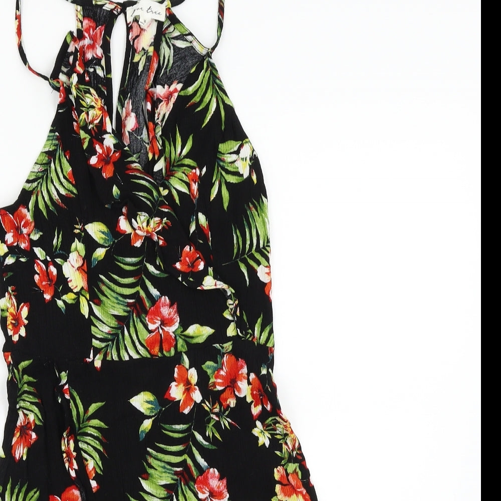 Love Tree Womens Black Floral  A-Line  Size M