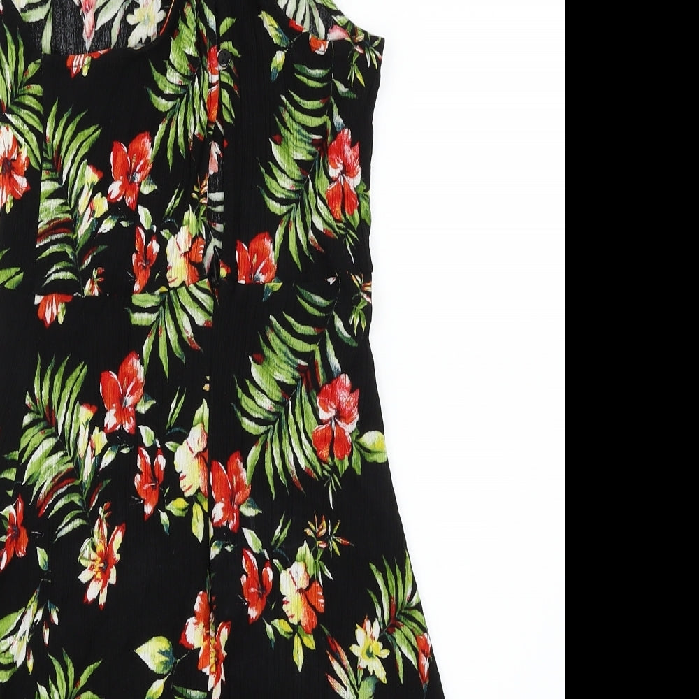 Love Tree Womens Black Floral  A-Line  Size M
