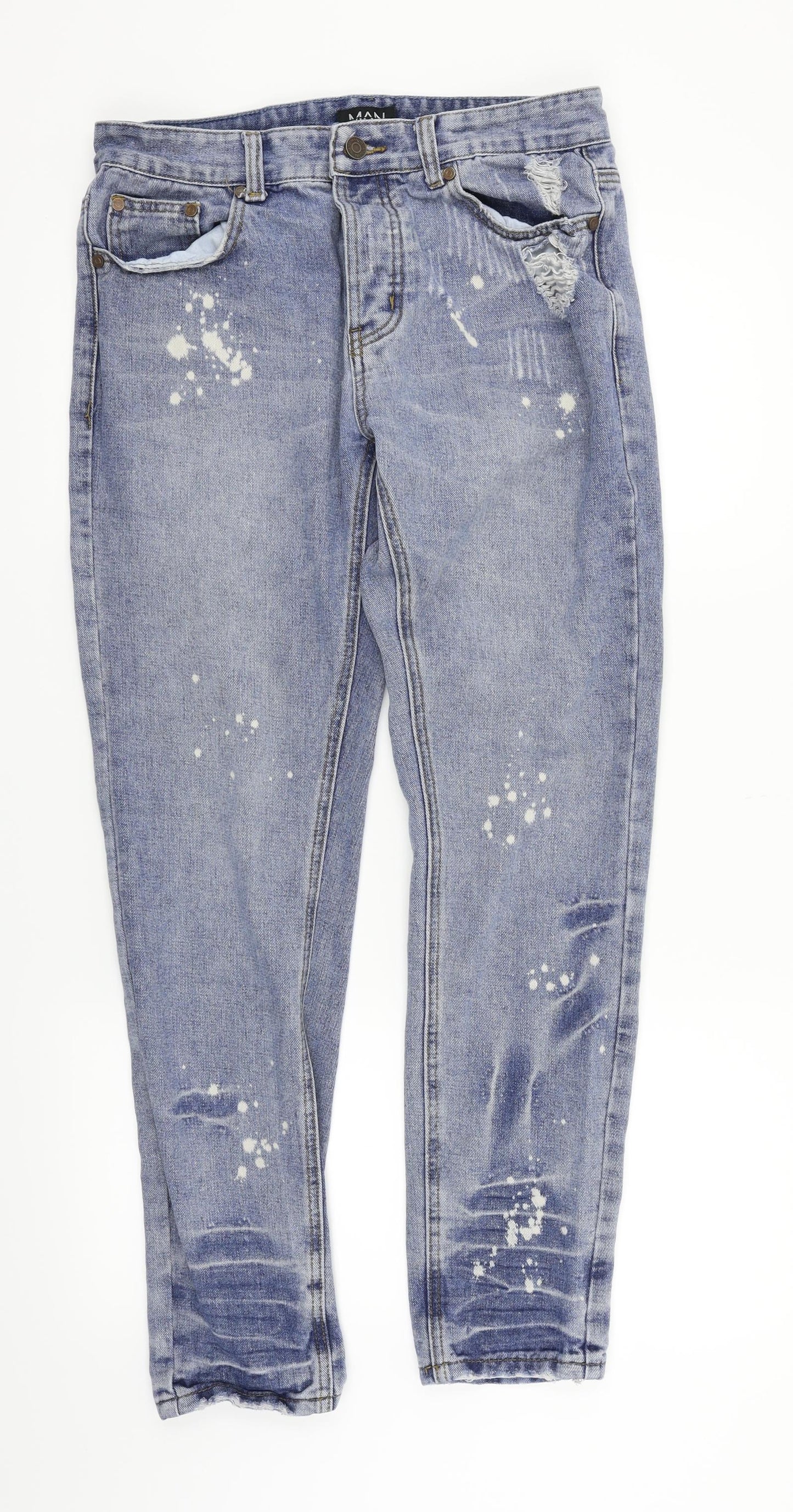 Boohoo Mens Blue  Denim Straight Jeans Size 32 in L28 in