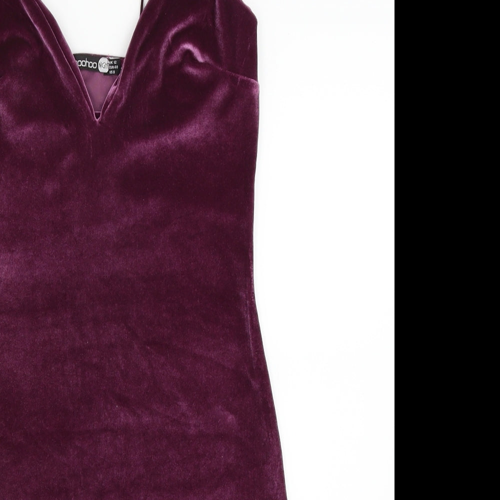 Boohoo Night Womens Purple Solid  Chemise Dress Size 12