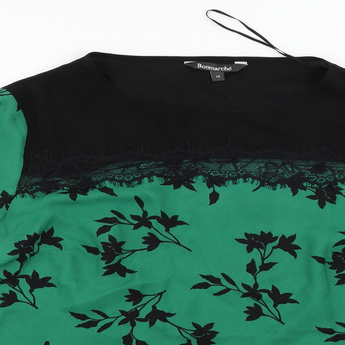 Bonmarché Womens Green Floral  Basic Blouse Size 14