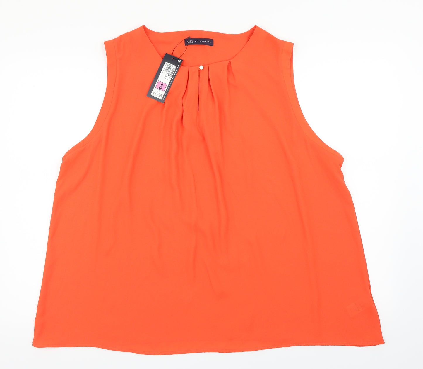 M&S Womens Orange   Basic Blouse Size 22