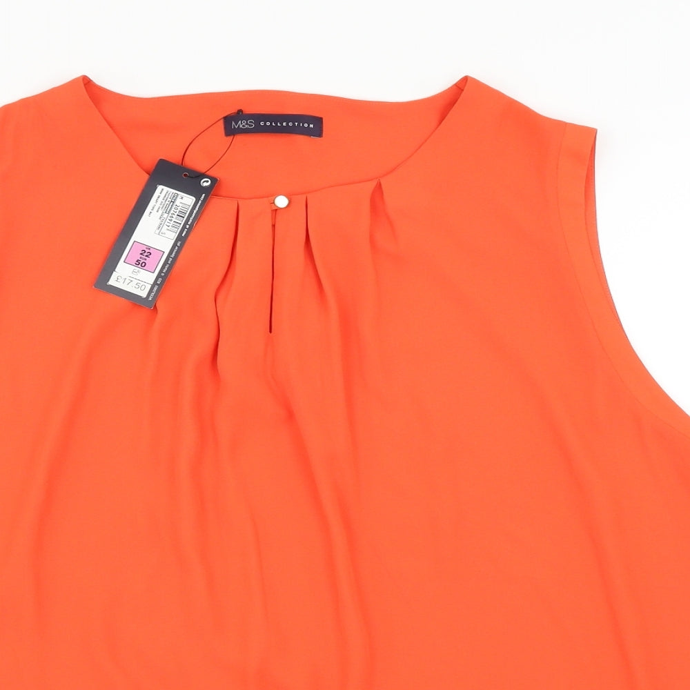 M&S Womens Orange   Basic Blouse Size 22