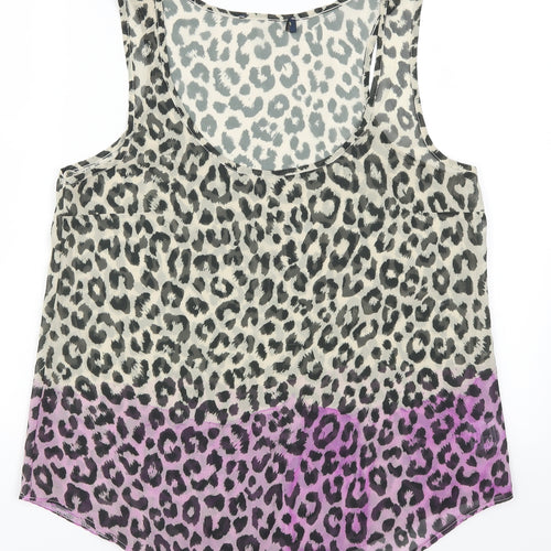 Preworn Womens Pink Animal Print  Basic Tank Size 10