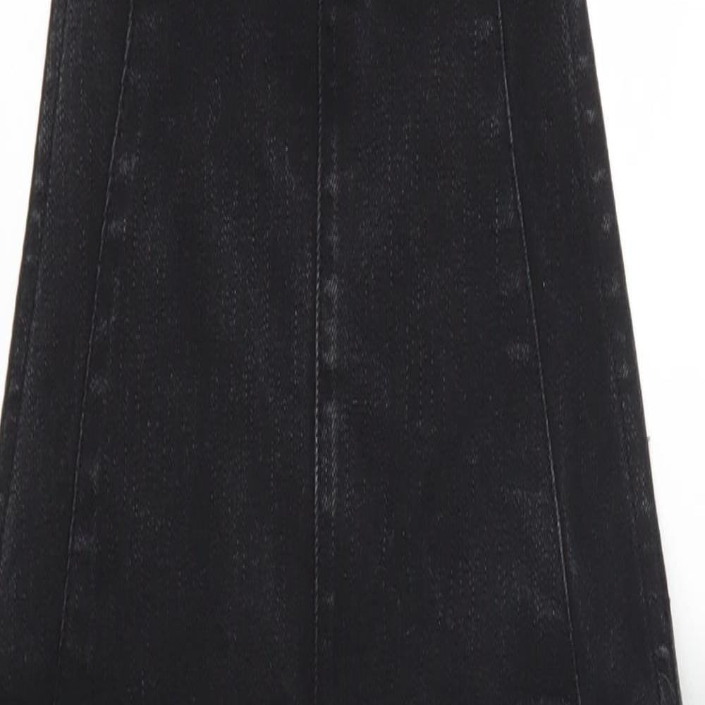 Peacocks Womens Black  Denim Pinafore/Dungaree Dress  Size 10