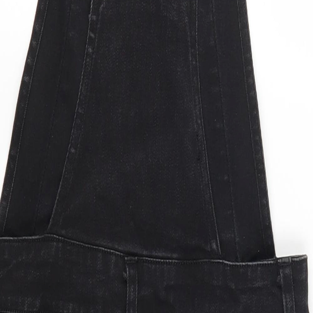 Peacocks Womens Black  Denim Pinafore/Dungaree Dress  Size 10