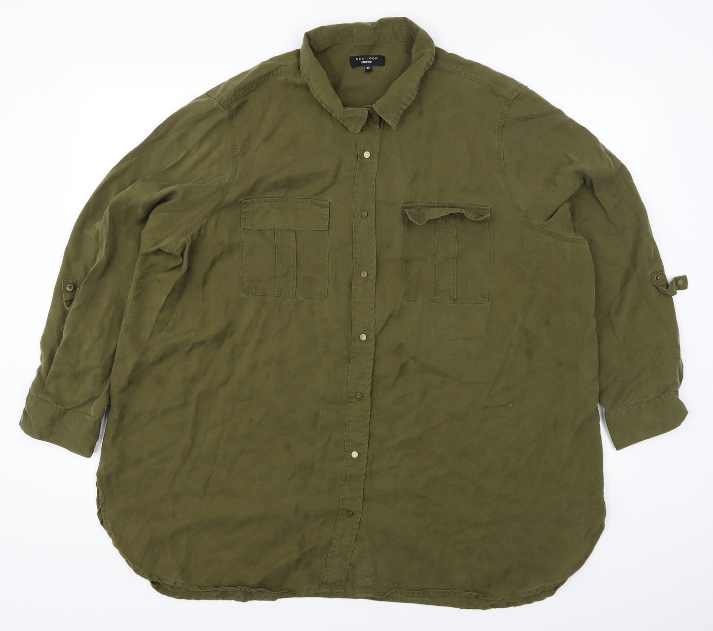 New Look Womens Green   Basic Button-Up Size 22