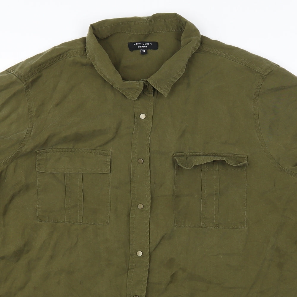 New Look Womens Green   Basic Button-Up Size 22