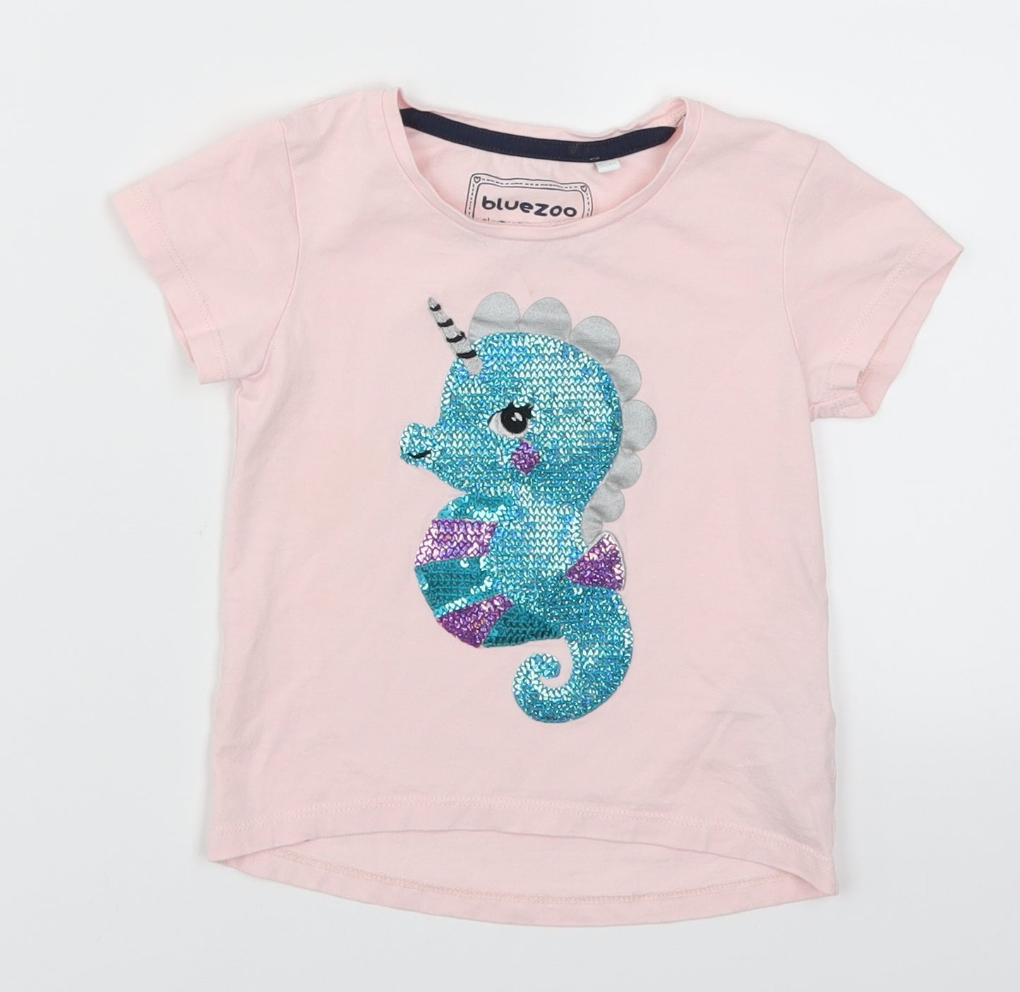 Bluezoo Girls Pink   Basic T-Shirt Size 18-24 Months  - Seahorse