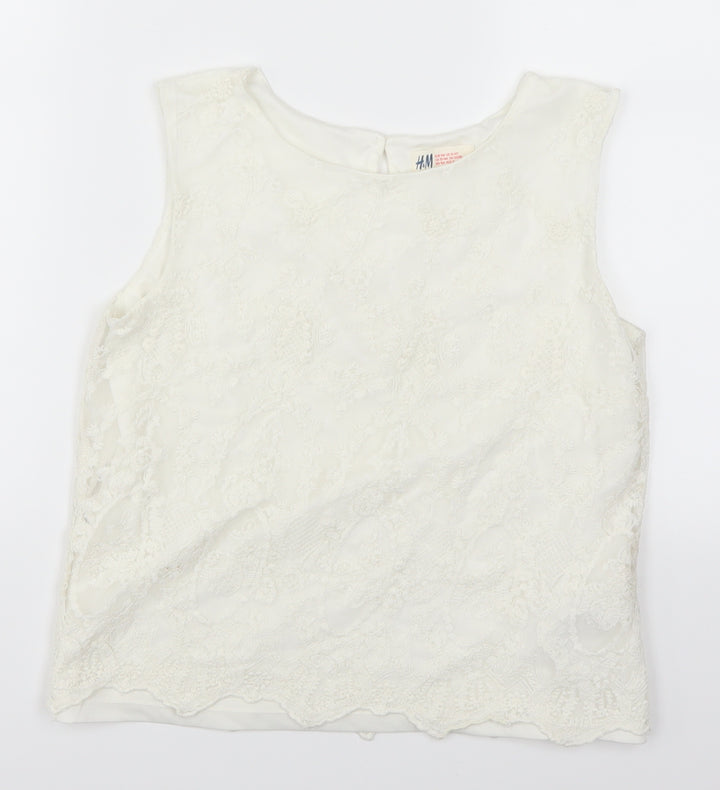 H&M Girls White Lace Basic Tank Size 14 Years