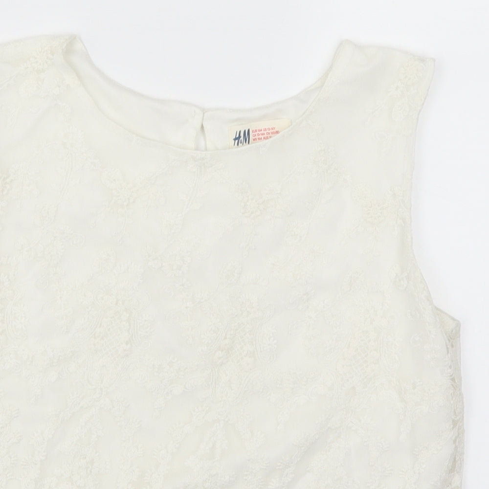 H&M Girls White  Lace Basic Tank Size 14 Years