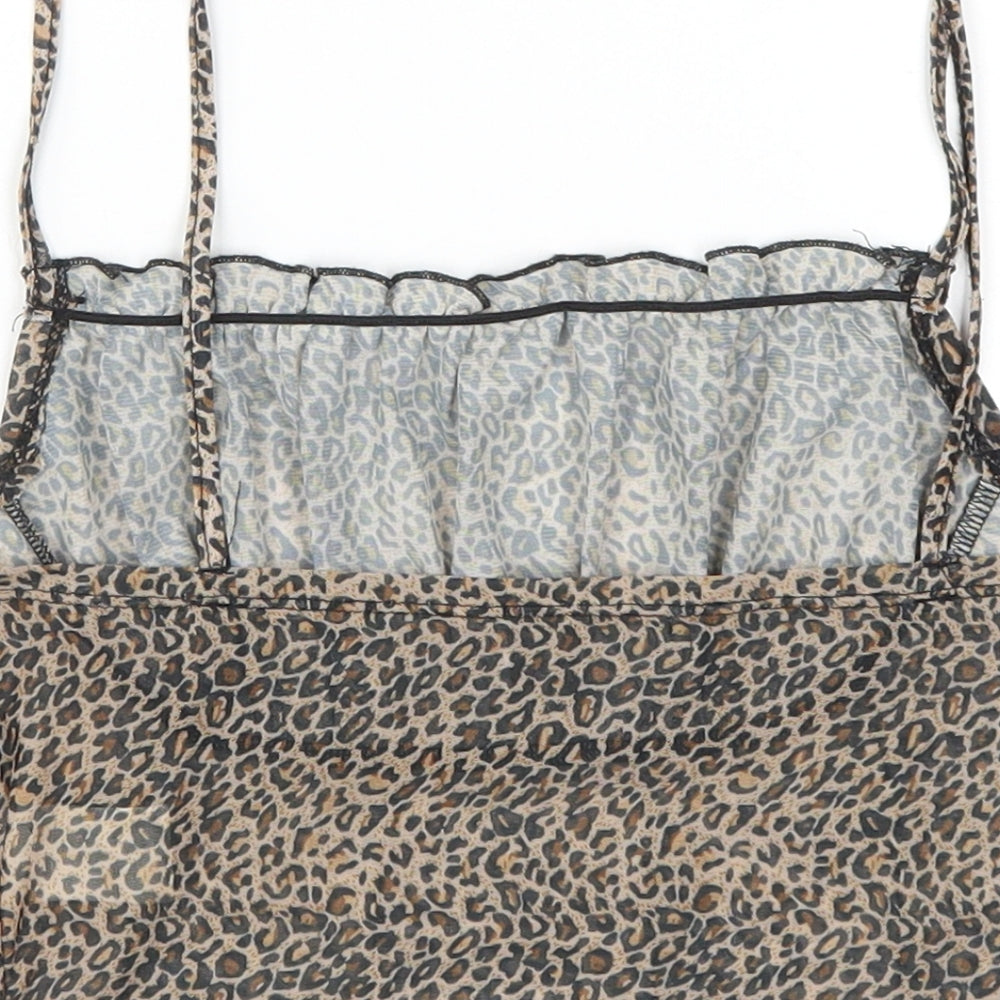 SheIn Womens Brown Animal Print  Cropped Tank Size S