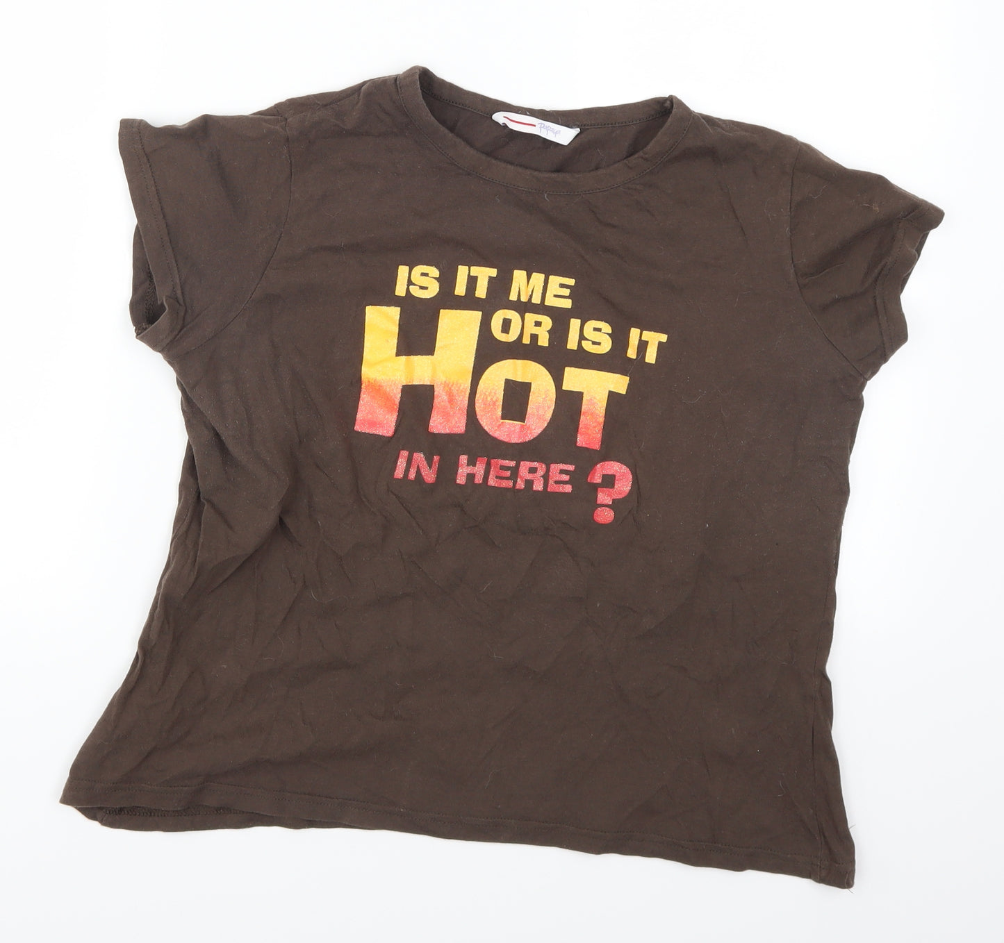 Papaya Womens Brown   Basic T-Shirt Size L  - Is it Me or is it Hot in Here