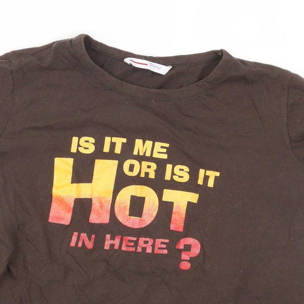 Papaya Womens Brown   Basic T-Shirt Size L  - Is it Me or is it Hot in Here