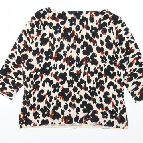 Minuet Womens Beige Animal Print  Pullover Jumper Size L