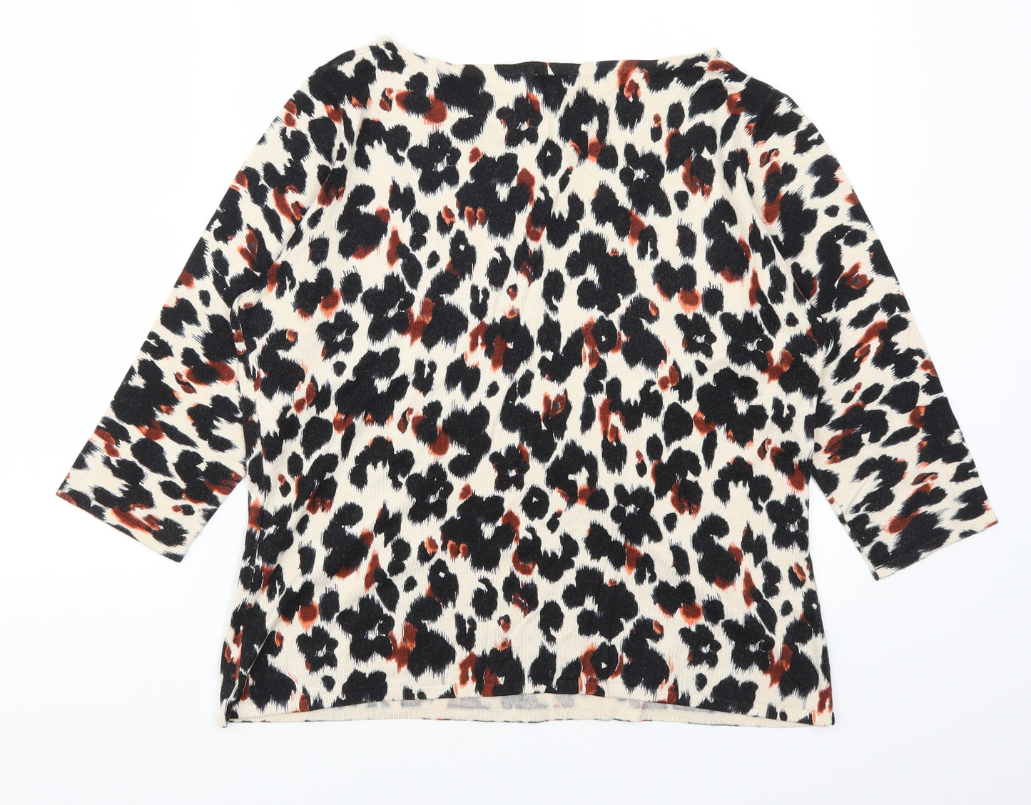 Minuet Womens Beige Animal Print  Pullover Jumper Size L