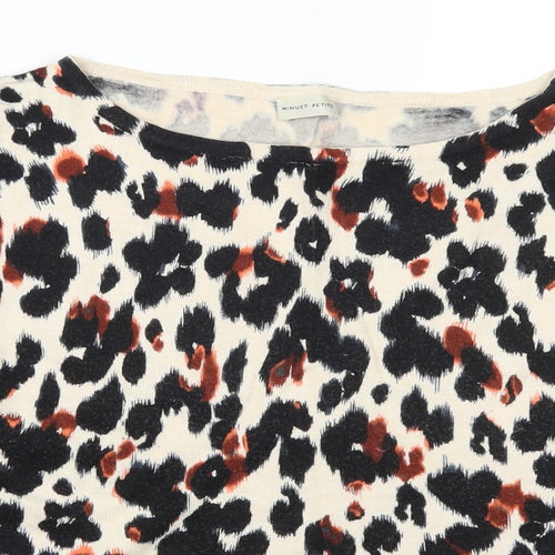 Minuet Womens Beige Animal Print  Pullover Jumper Size L