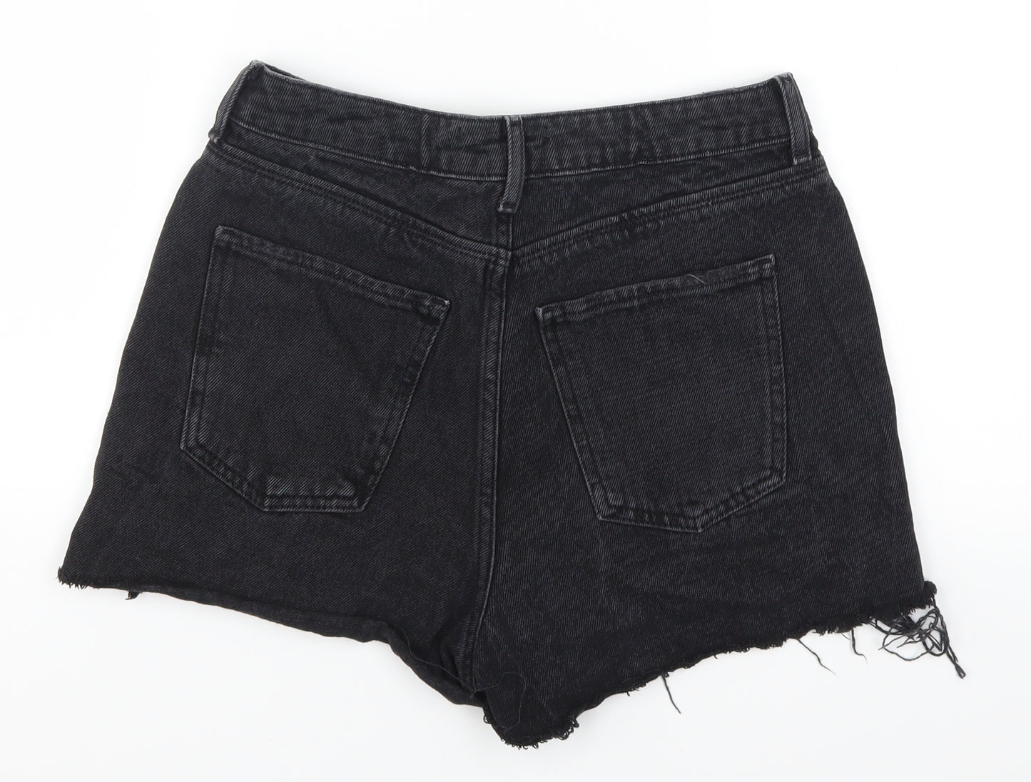 New Look Womens Black  Denim Hot Pants Shorts Size 8 - Distressed Look