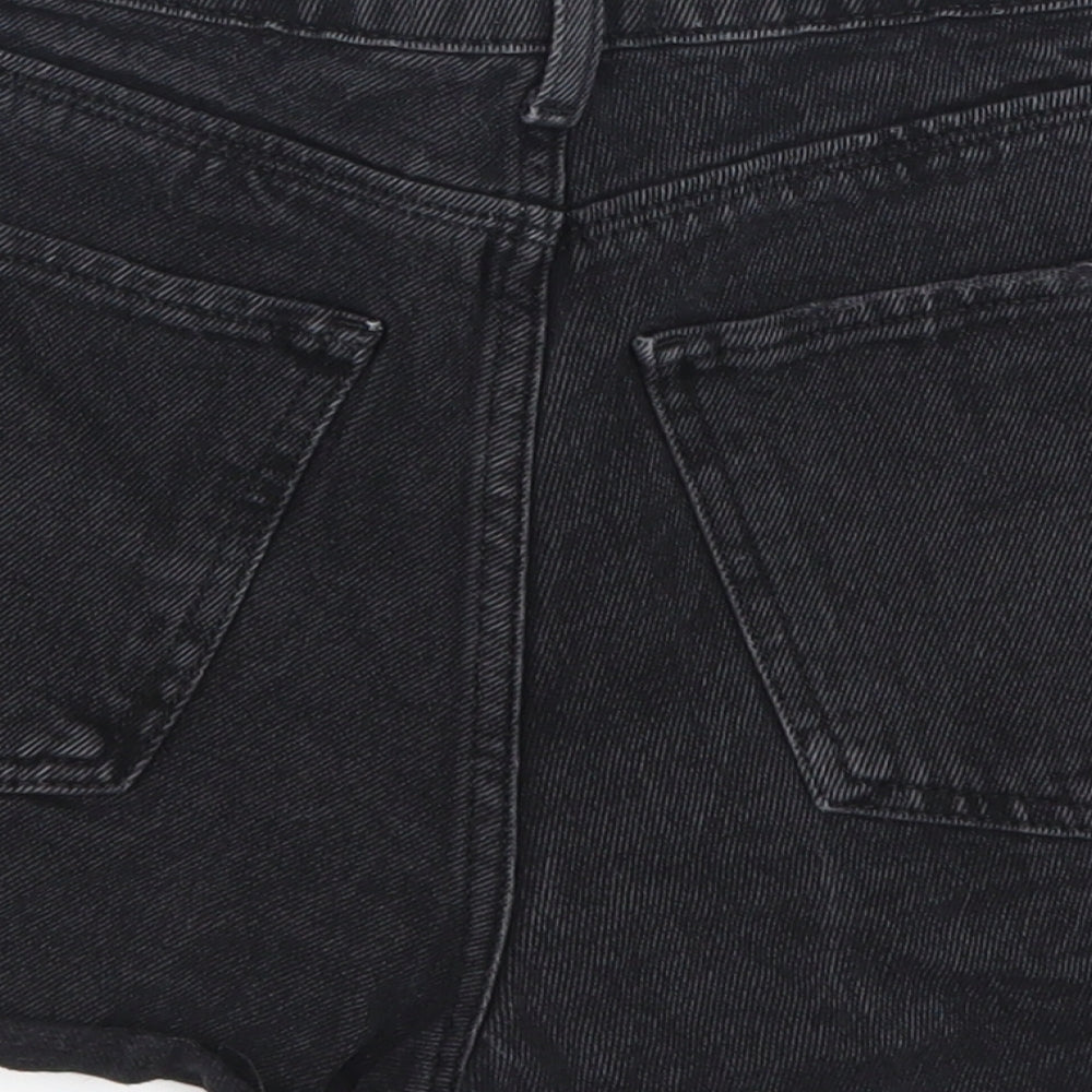 New Look Womens Black  Denim Hot Pants Shorts Size 8 - Distressed Look