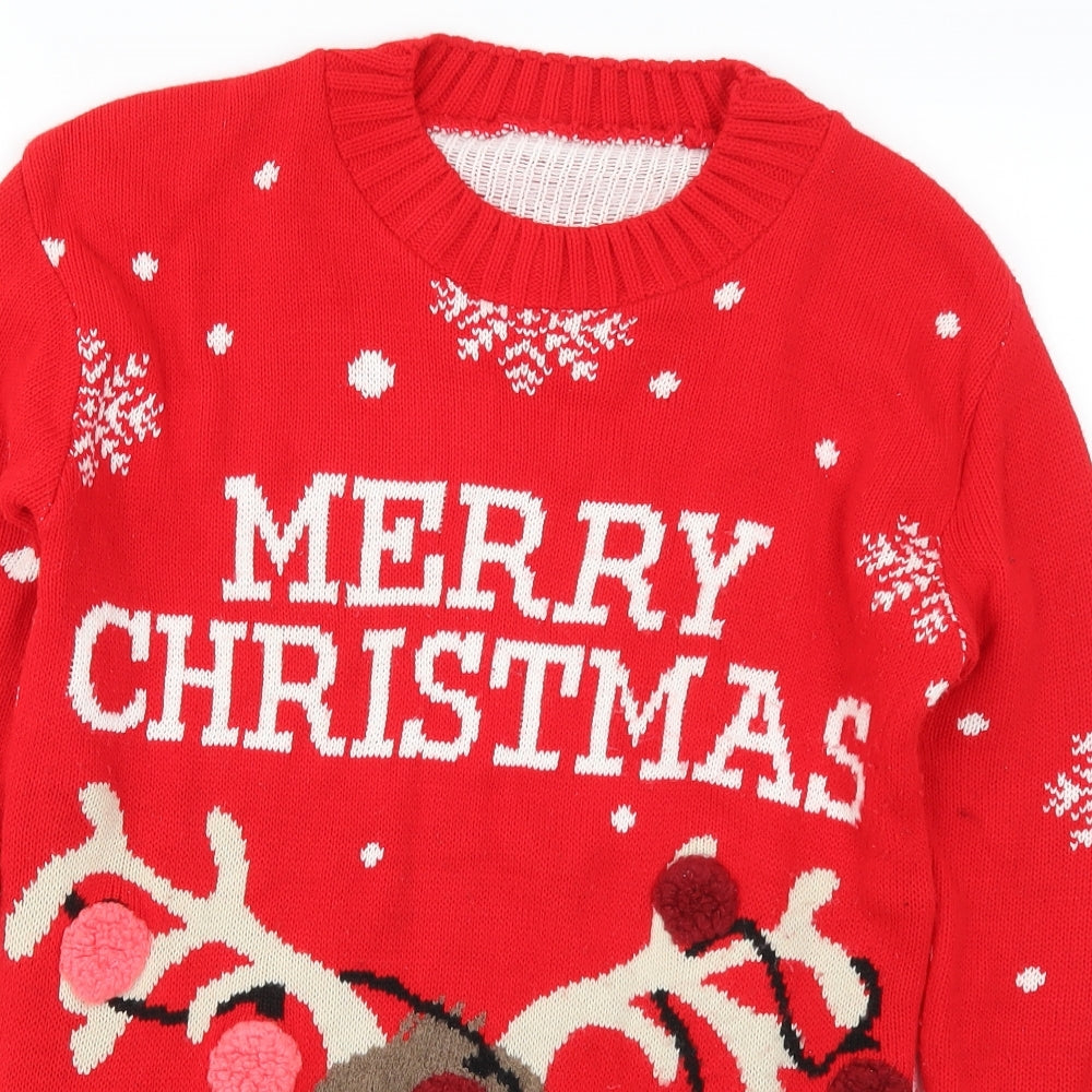 Preworn Womens Red   Pullover Jumper Size M  - Merry Christmas Reindeer