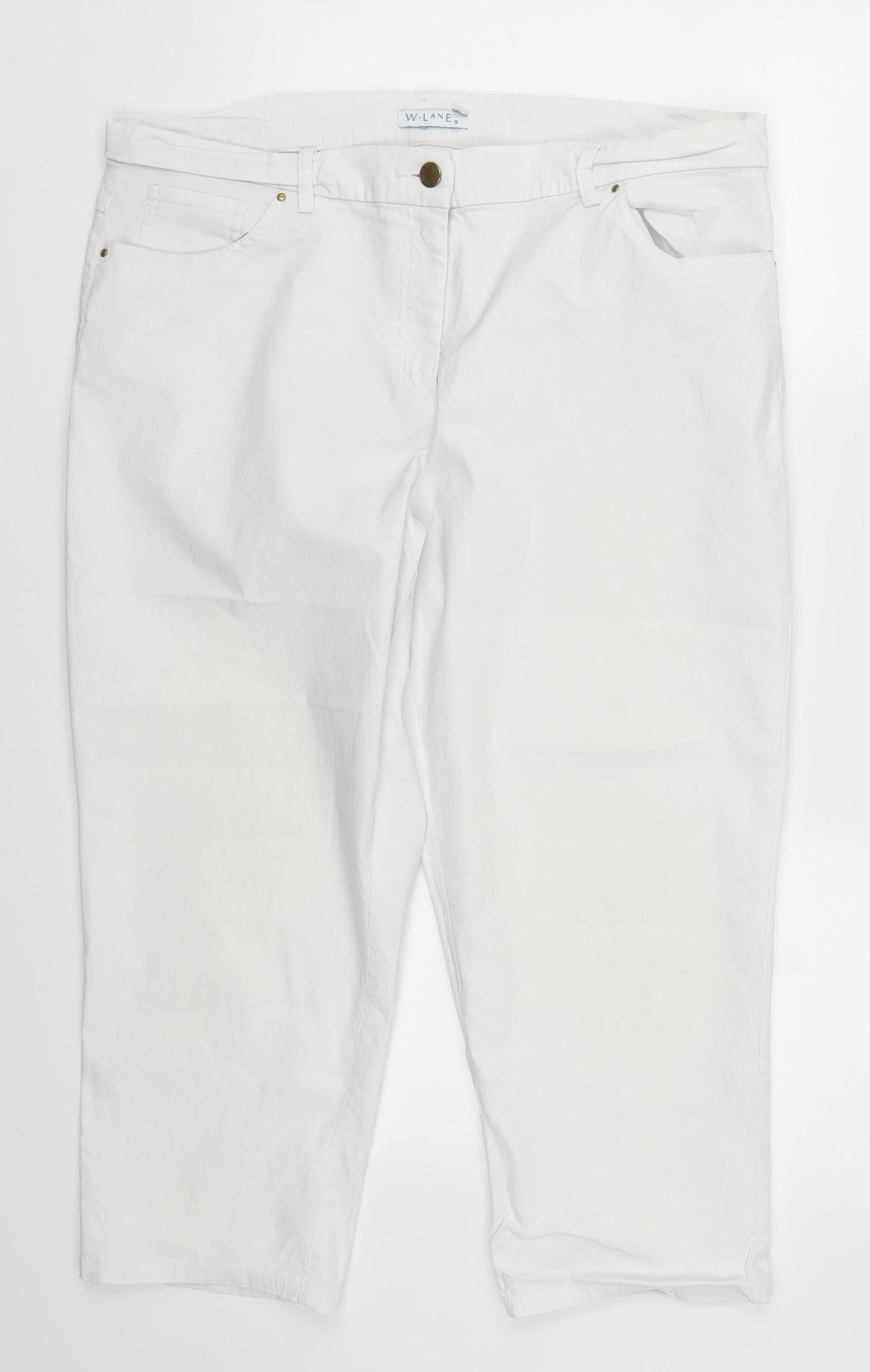 W Lane Womens White   Cropped Trousers Size 16 L22 in