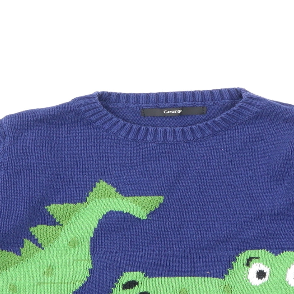 George Boys Blue  Knit Pullover Jumper Size 2-3 Years  - Crocodile