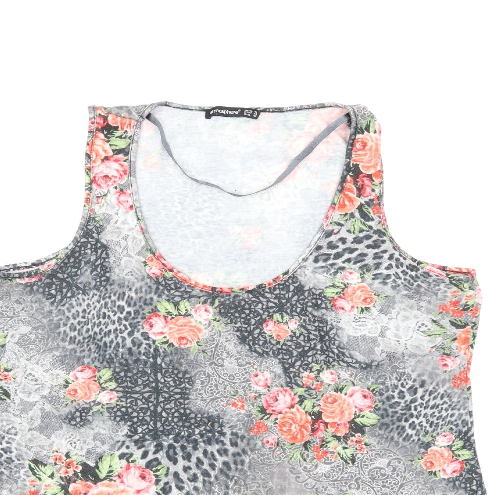 Atmosphere Womens Green Floral  Basic Tank Size 16