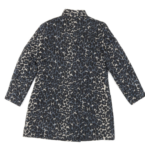 Bonmarché Womens Black Animal Print  Overcoat Coat Size 12