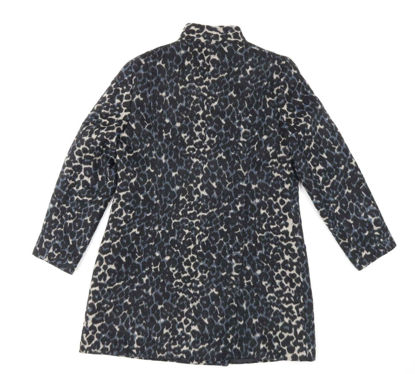 Bonmarché Womens Black Animal Print  Overcoat Coat Size 12