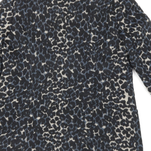 Bonmarché Womens Black Animal Print  Overcoat Coat Size 12