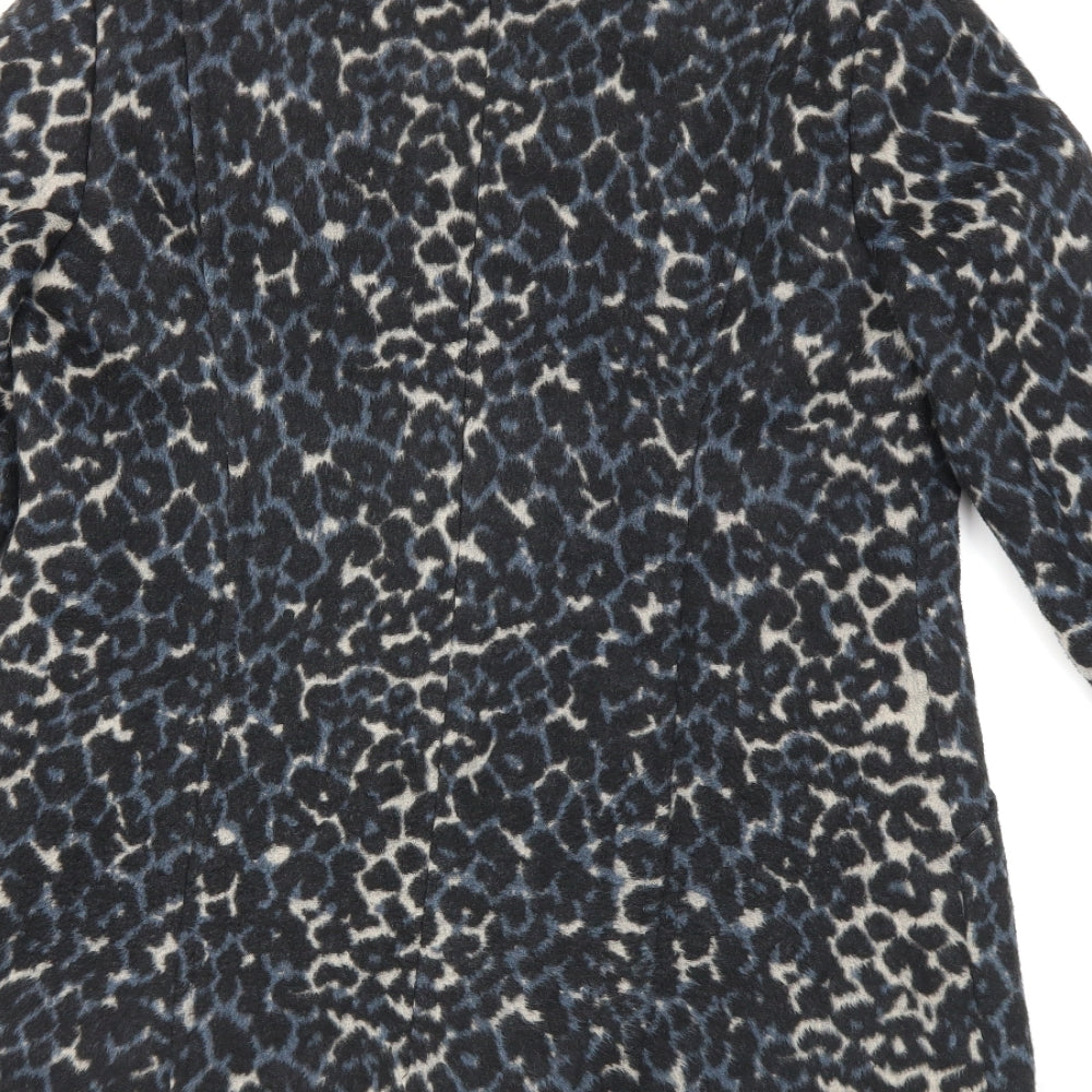 Bonmarché Womens Black Animal Print  Overcoat Coat Size 12