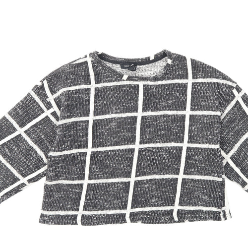 New Look Womens Black Check  Pullover Sweatshirt Size M  - cropped