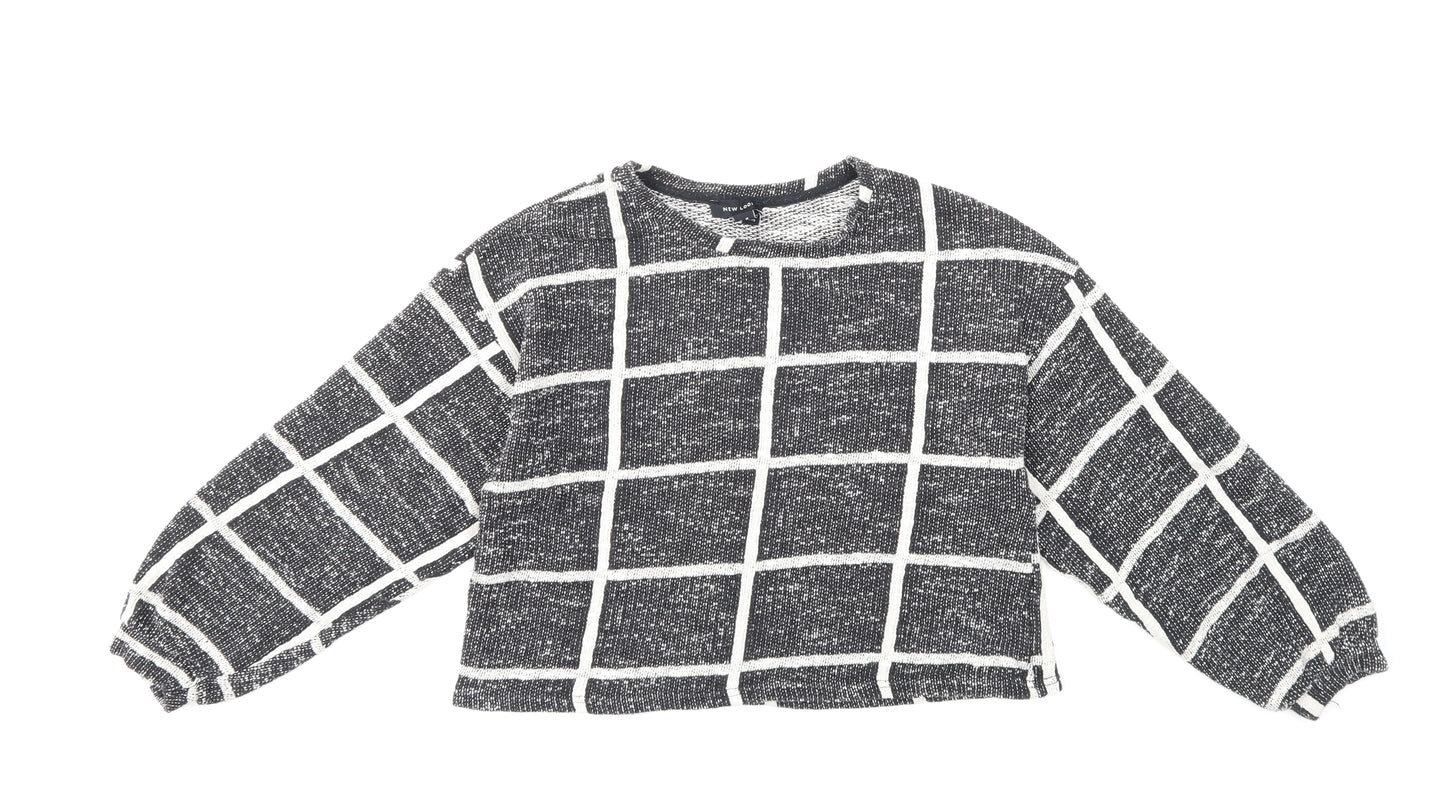 New Look Womens Black Check  Pullover Sweatshirt Size M  - cropped