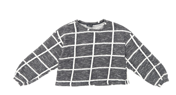 New Look Womens Black Check  Pullover Sweatshirt Size M  - cropped