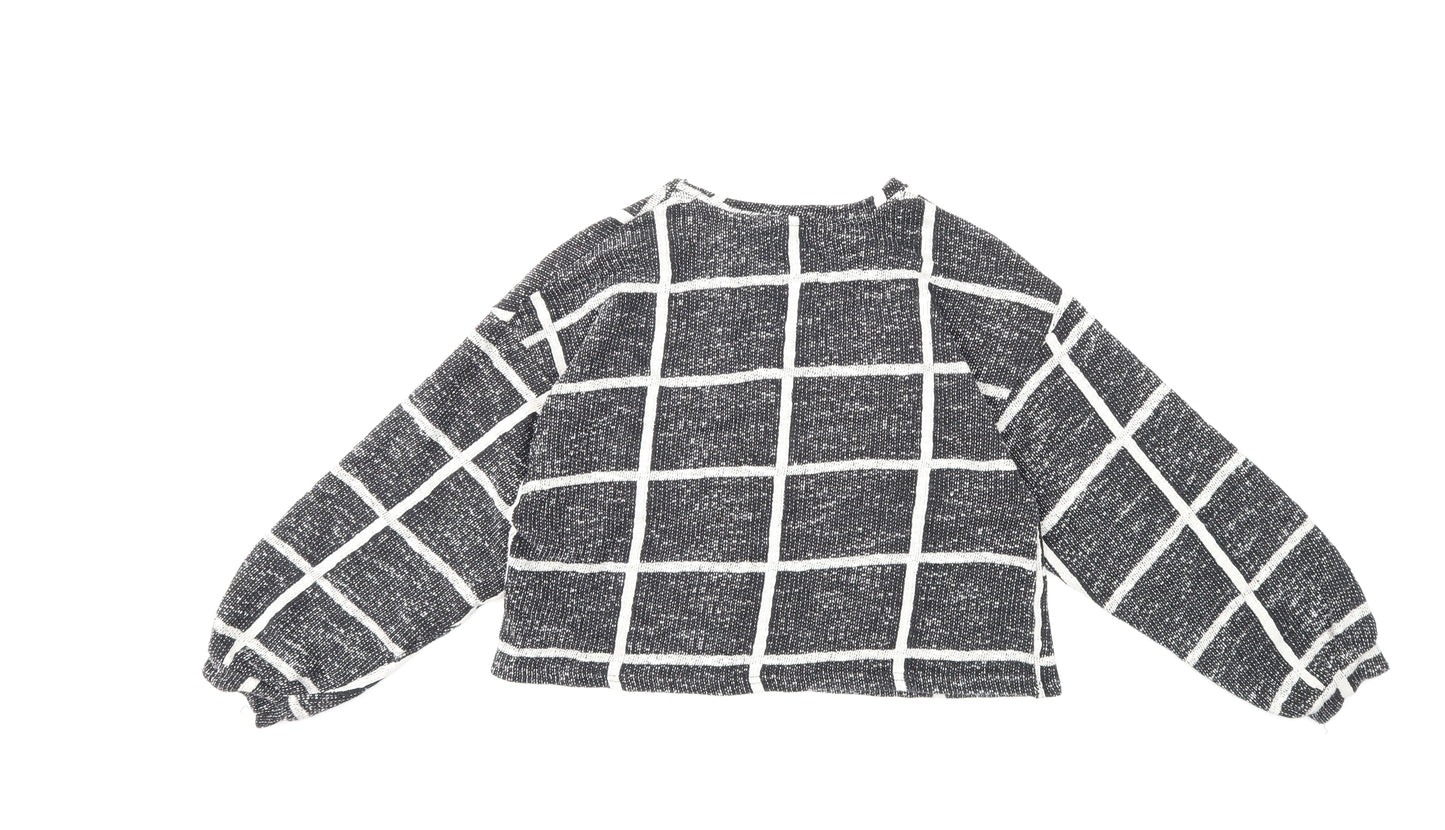 New Look Womens Black Check  Pullover Sweatshirt Size M  - cropped