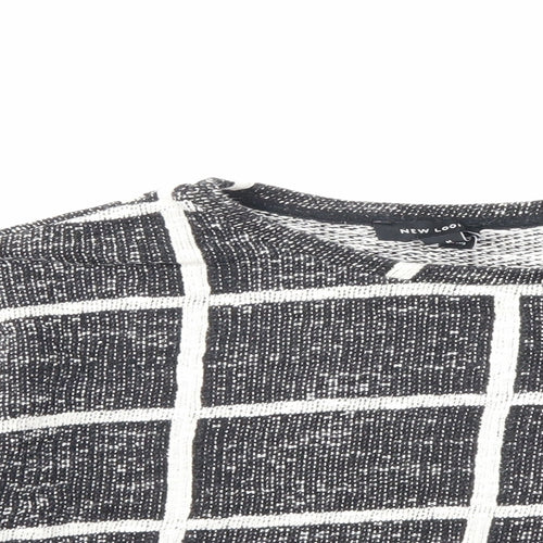 New Look Womens Black Check  Pullover Sweatshirt Size M  - cropped