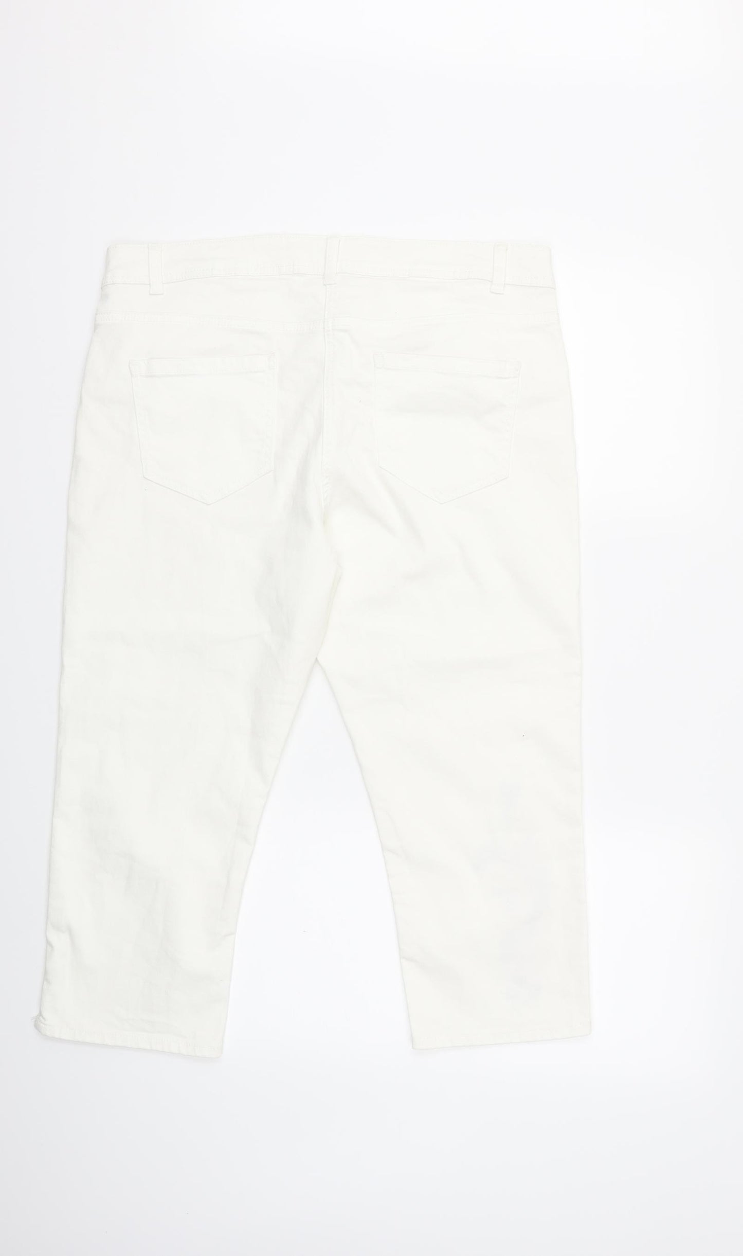 Preworn Womens White Floral Denim Cropped Jeans Size 36 in L20 in