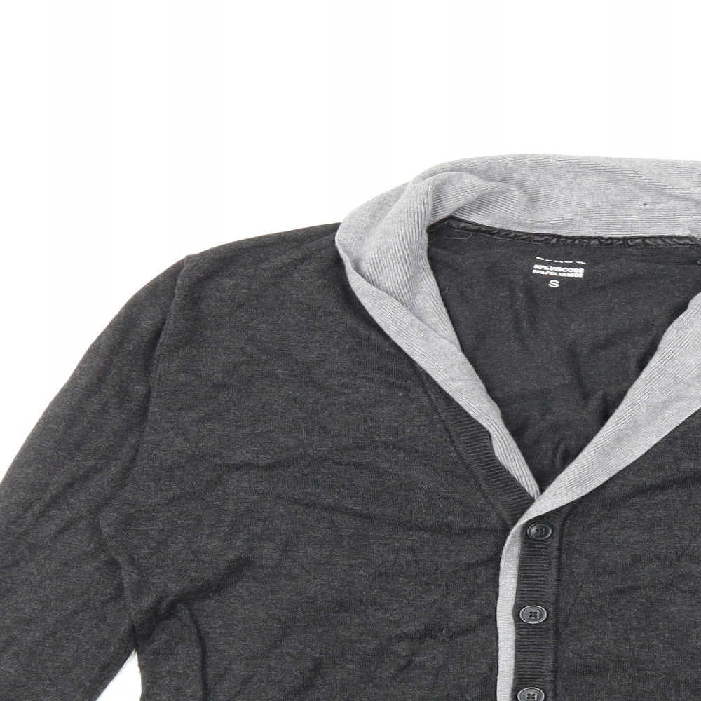 celio* Mens Grey  Knit Cardigan Jumper Size S