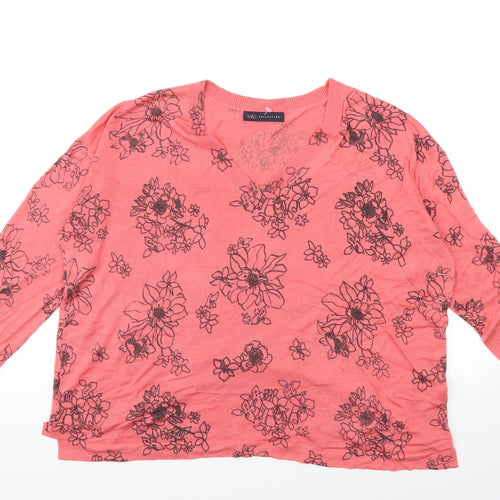 Marks and Spencer Womens Pink Floral Knit Pullover Jumper Size L
